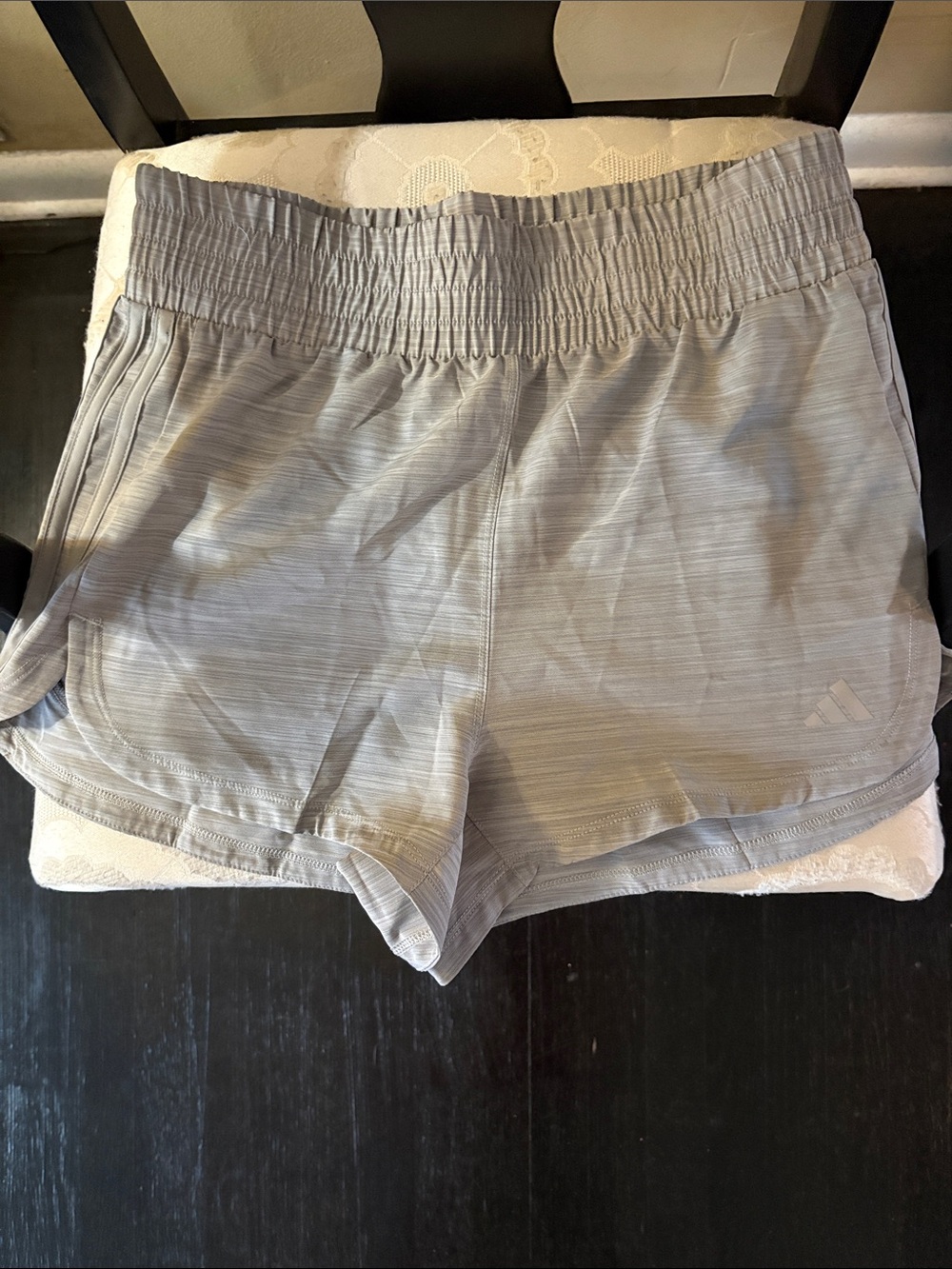 adidas Women's Heather Gray Elastic-Waist Athletic Shorts